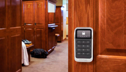 An electronic built-in lock in a locker room