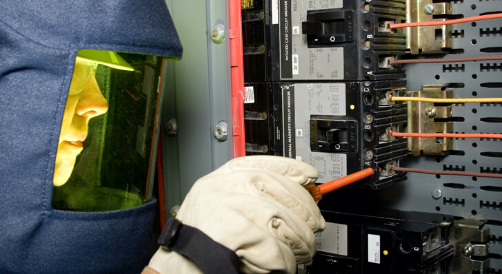 Service person wearing protective gear