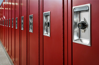 Built-in combination padlocks in use